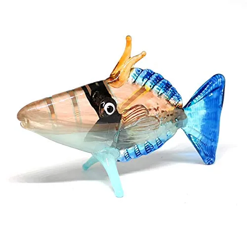 Glass Fish Figurine Coastal Style Decor Miniature Hand Blown Handicraft Lampwork Sculpture