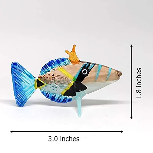 Glass Fish Figurine Coastal Style Decor Miniature Hand Blown Handicraft Lampwork Sculpture