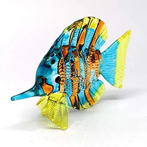 Glass Fish Figurine Coastal Style Miniature Hand Blown Handicraft Sculpture