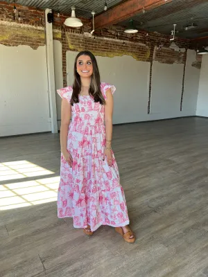 Going Places Toile Midi Dress