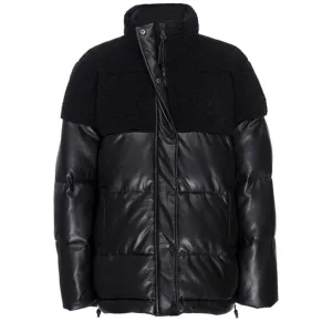 Good American Sherpa Mix Cocoon Puffer Black jacket  new size xxl