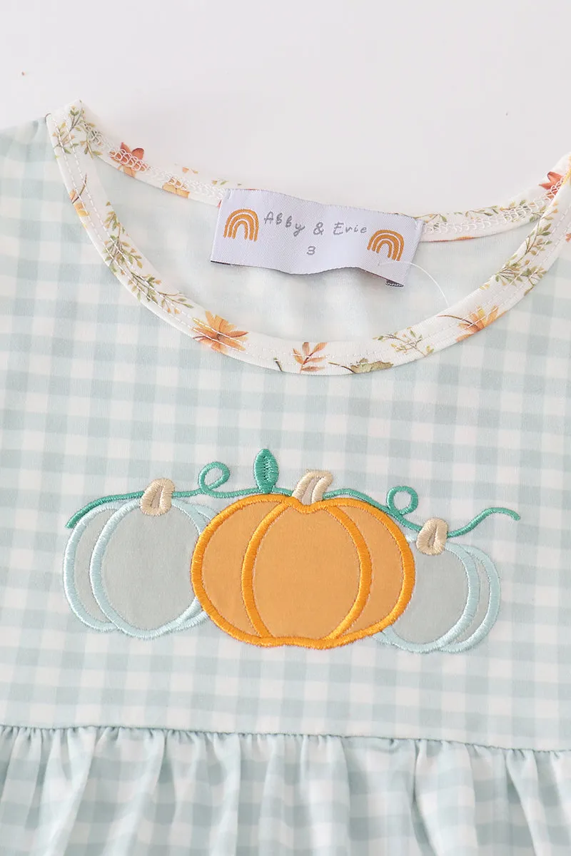 Green Pumpkin Print Girl Ruffle Set