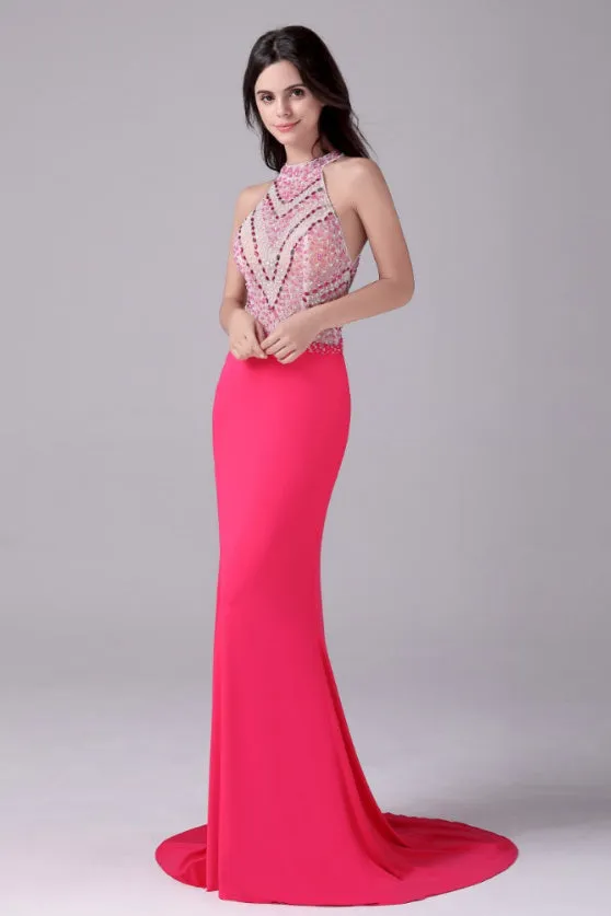 Halter Floor Length Sleeveless Backless Beading mother's dress