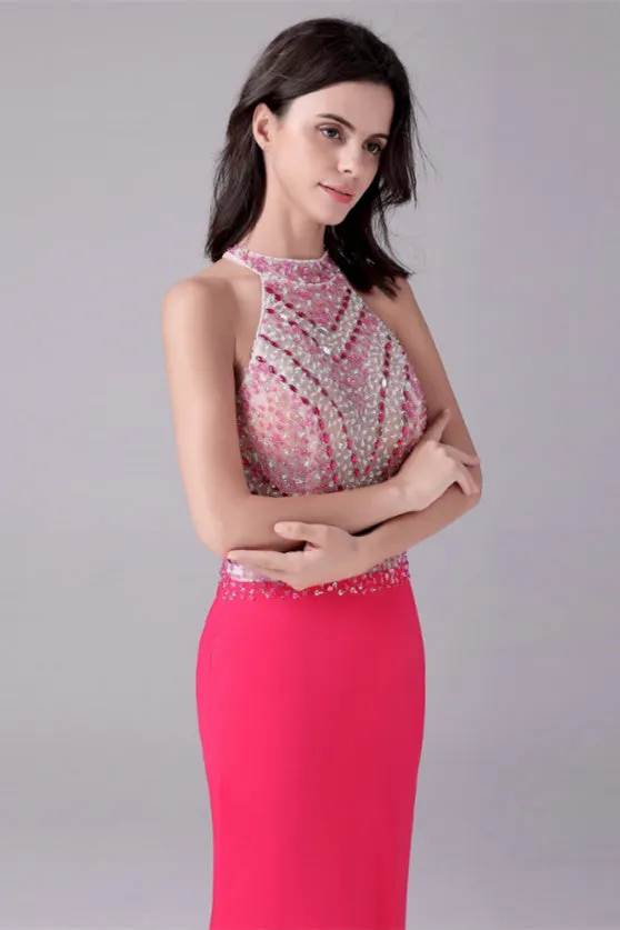 Halter Floor Length Sleeveless Backless Beading mother's dress