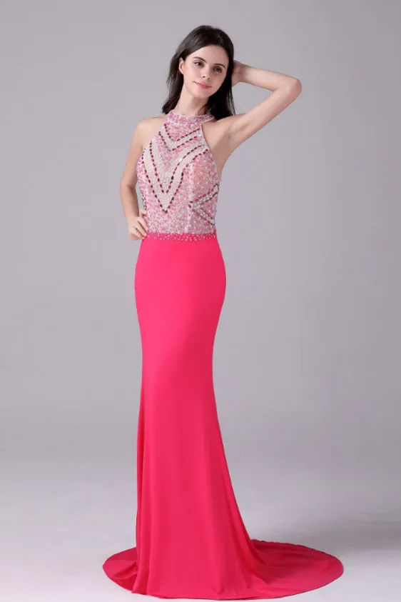 Halter Floor Length Sleeveless Backless Beading mother's dress
