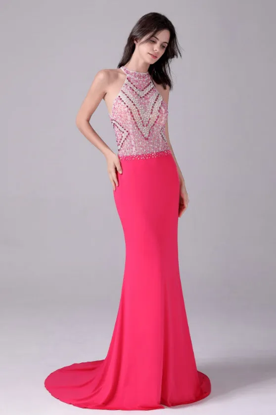 Halter Floor Length Sleeveless Backless Beading mother's dress