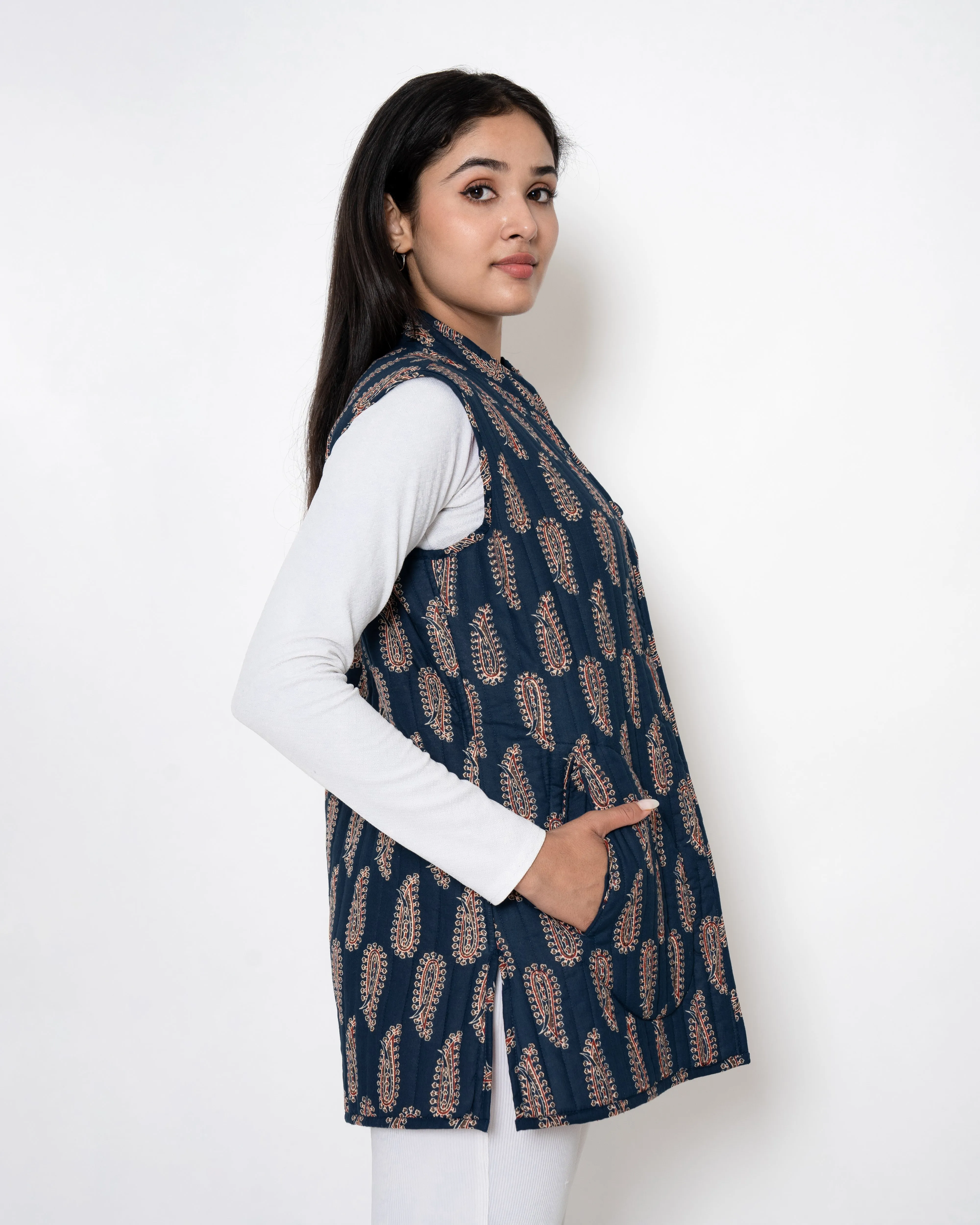 Heritage Blue Hand Print Cotton Jacket