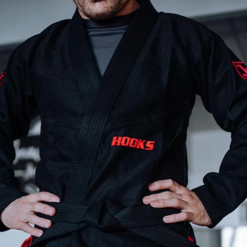 Hooks BJJ GI - Prolight - Black w/Red