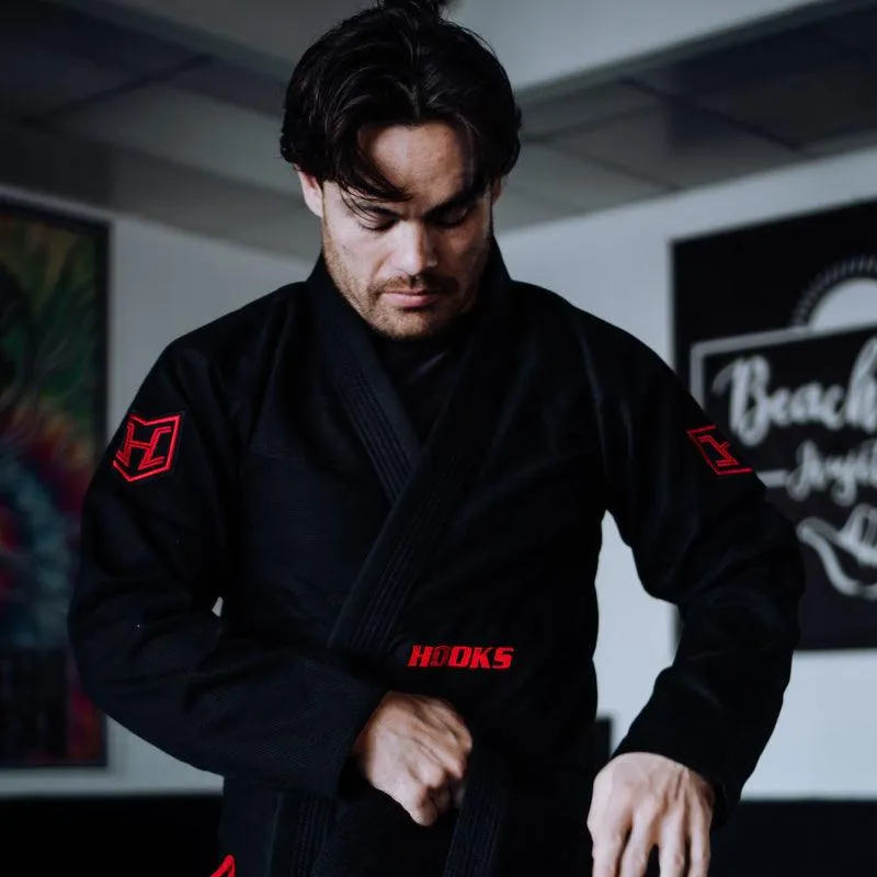 Hooks BJJ GI - Prolight - Black w/Red