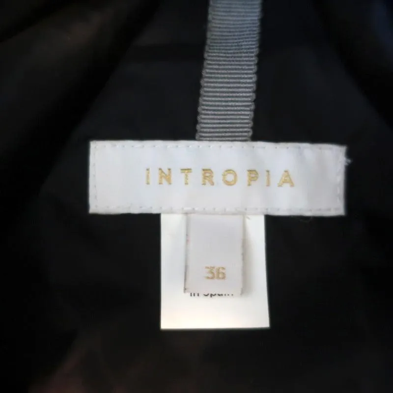 Intropia Rabbit Fur-Trim Hooded Down Puffer Vest Black Size 36