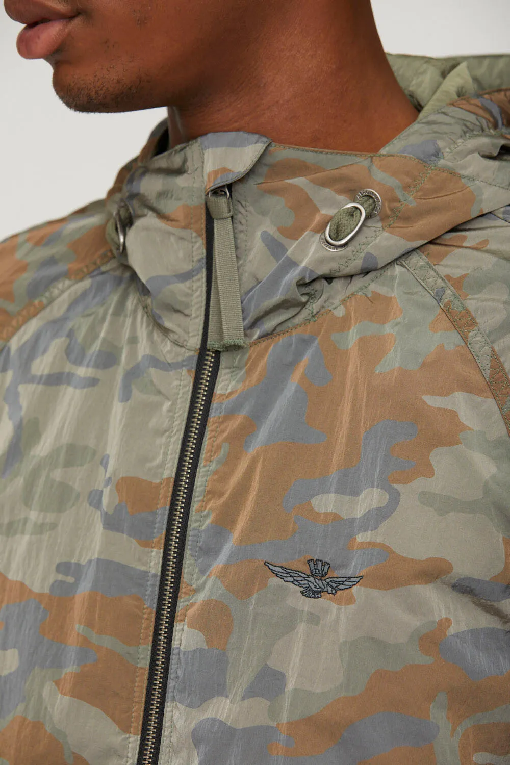 Iridescent crinkle nylon jacket