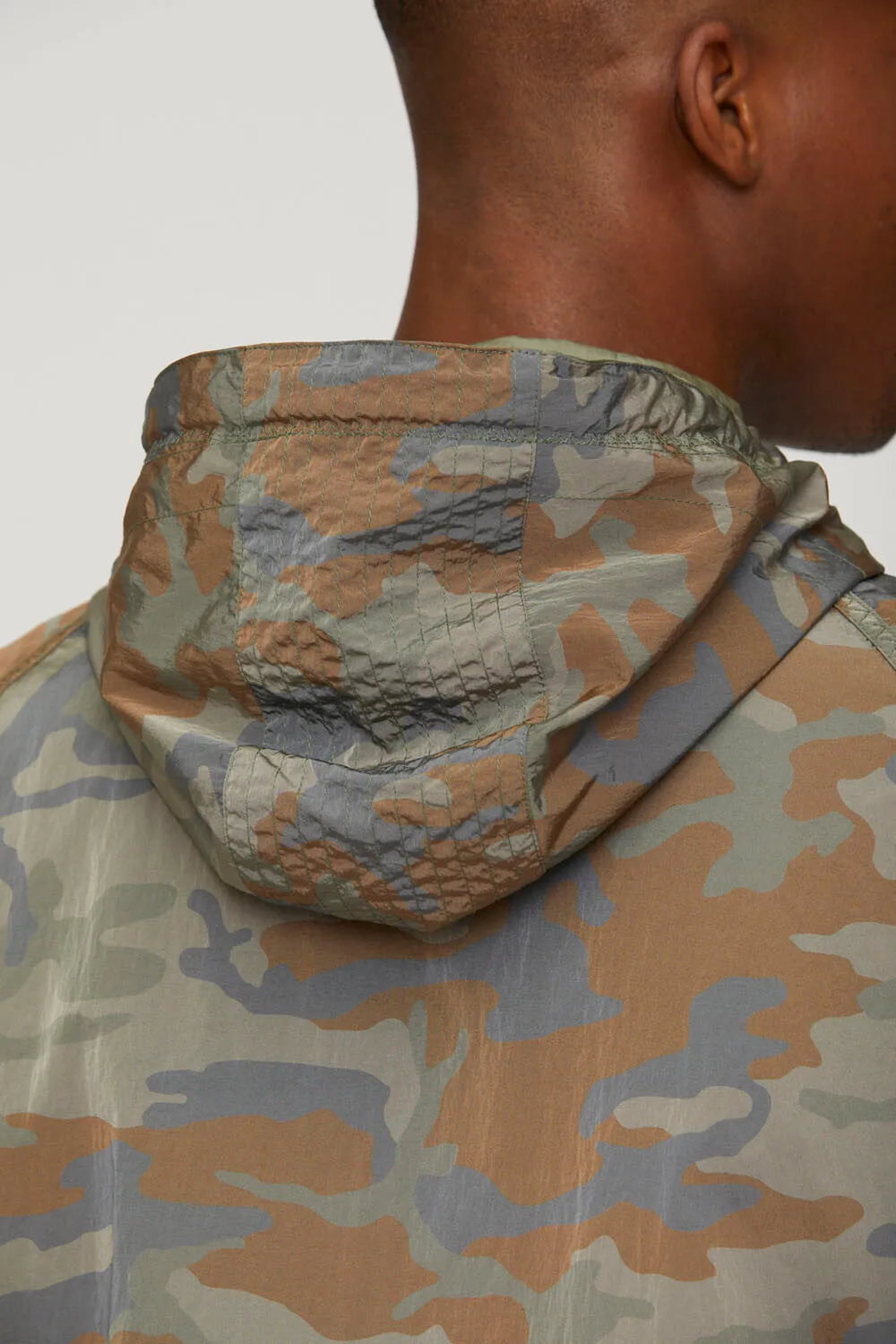 Iridescent crinkle nylon jacket