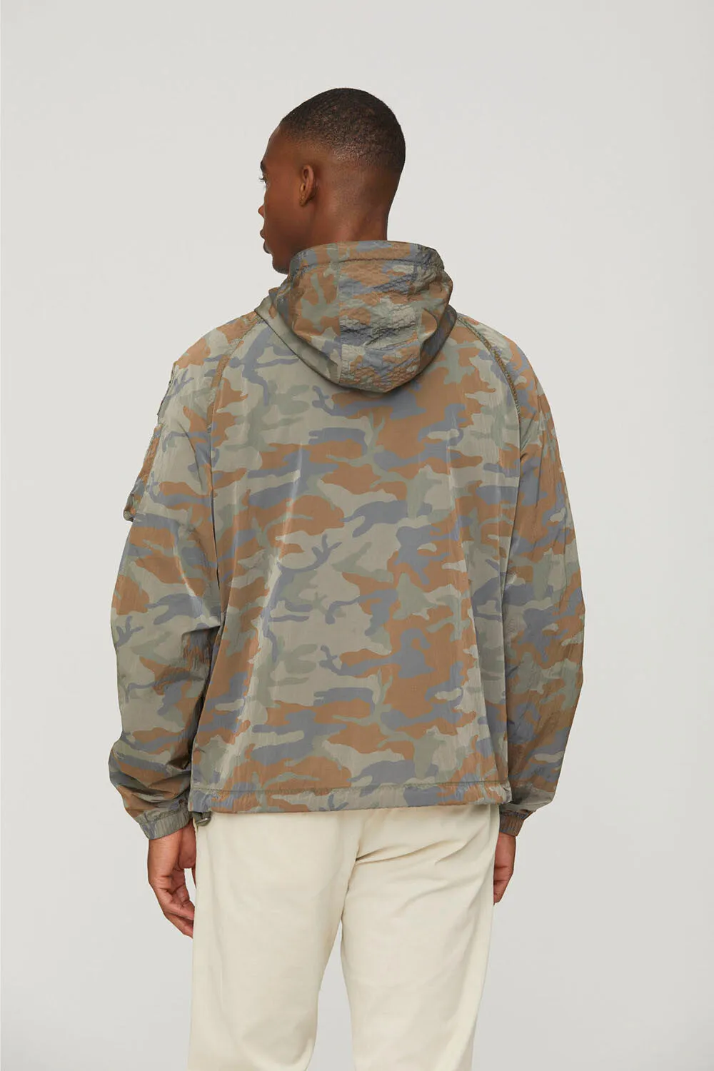 Iridescent crinkle nylon jacket