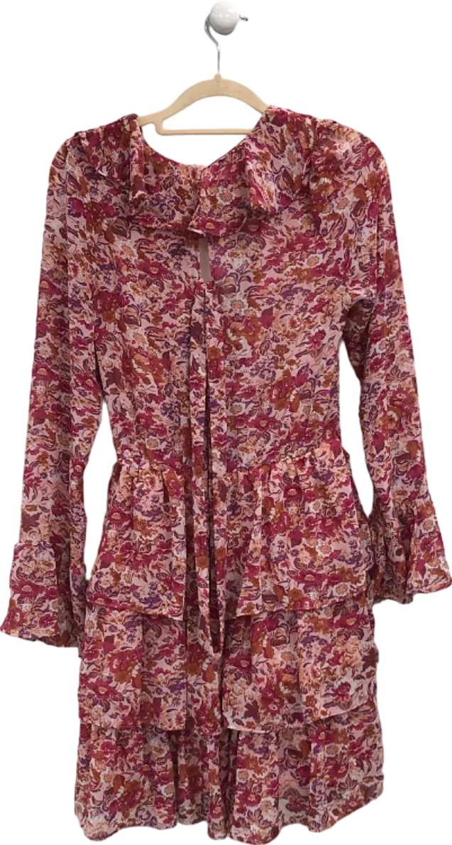 IVIVI Red/Multicolour Floral Ruffled Dress UK S