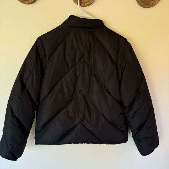 J. Crew black quilted down waterfowl feather filled 2 in 1 puffer coat vest med