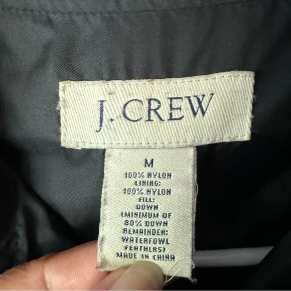 J. Crew black quilted down waterfowl feather filled 2 in 1 puffer coat vest med