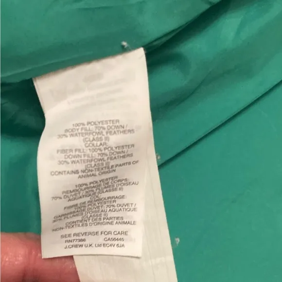 J Crew Excursion Quilted Puffer Gold Zipper Kelly Green Down Filled Snap…