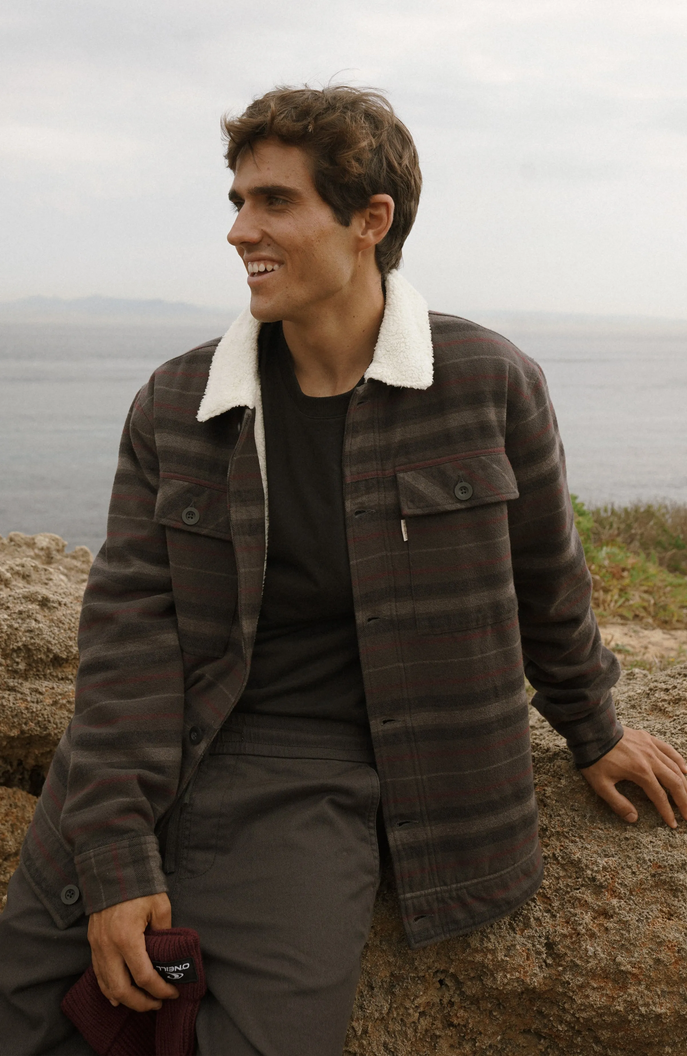 Jacke mit Fleecefutter | Grey Crossover Stripe