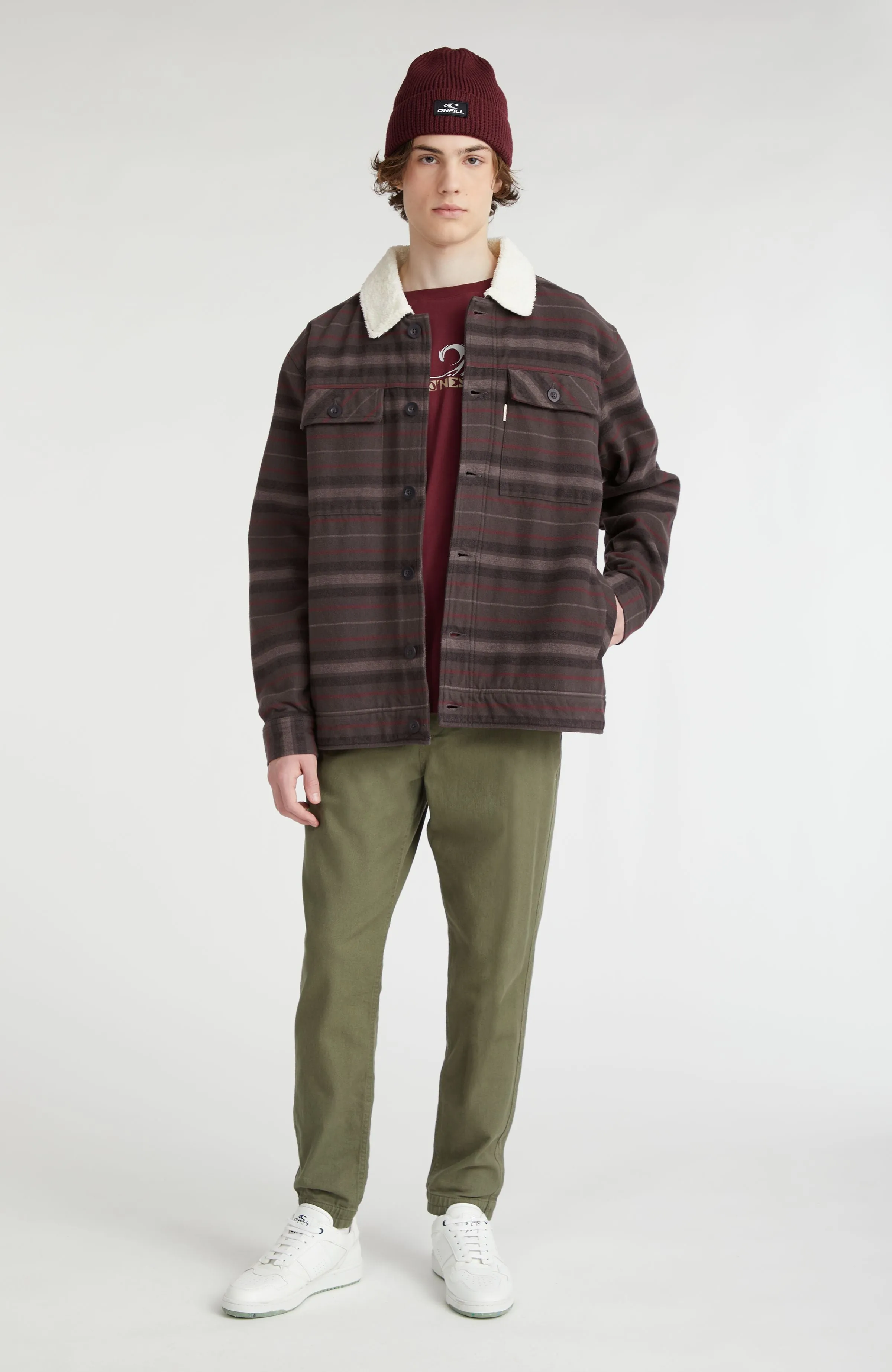 Jacke mit Fleecefutter | Grey Crossover Stripe