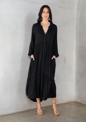 Jacquard Stripe Long Sleeve Maxi Dress