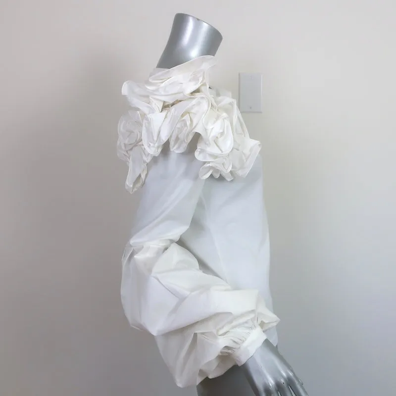 Johanna Ortiz Kyoto Ruffled Shoulder Top White Size 0 Long Sleeve Blouse