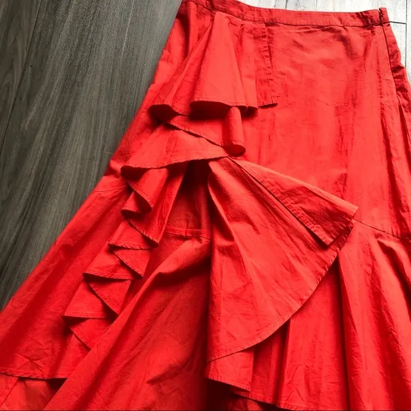 Joie Chesmu Ruffled Red Orange Skirt