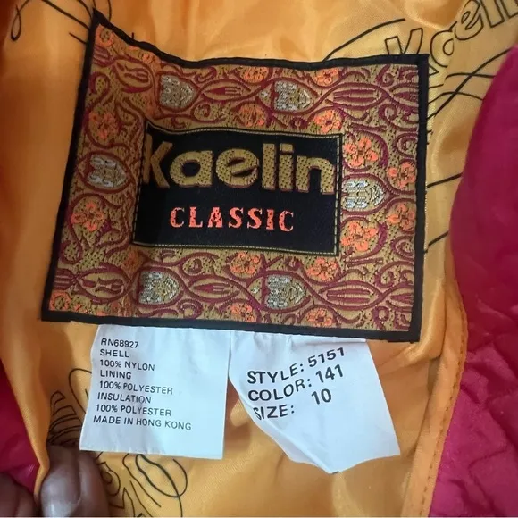 Kaelin classic nylon puffer cropped Y2K barbie pink ski jacket coat 80s vintage