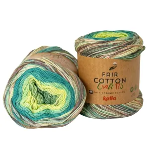 Katia Fair Cotton Craft 175 Colour 803 Mint Green/Lemon Yellow/Turquoise