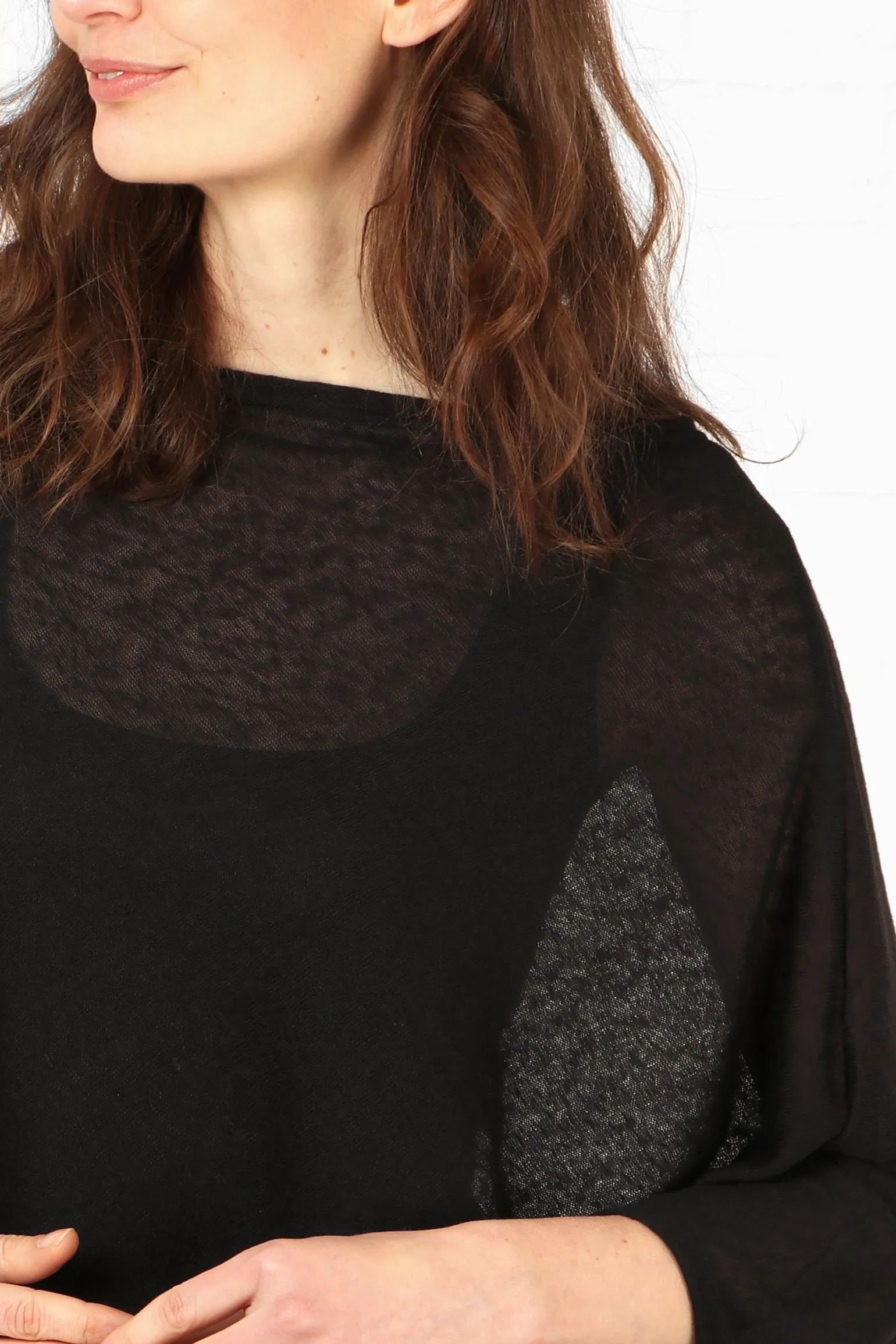 Kim Lightweight One Size Poncho - Black