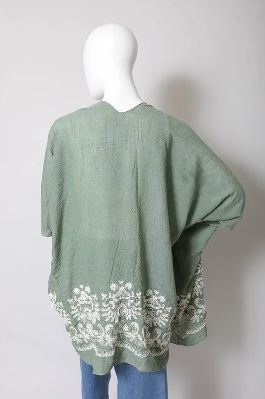 Kimono Floral Embroidered