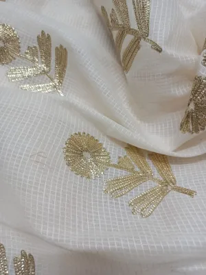 Kota Cotton Embroidered Fabric