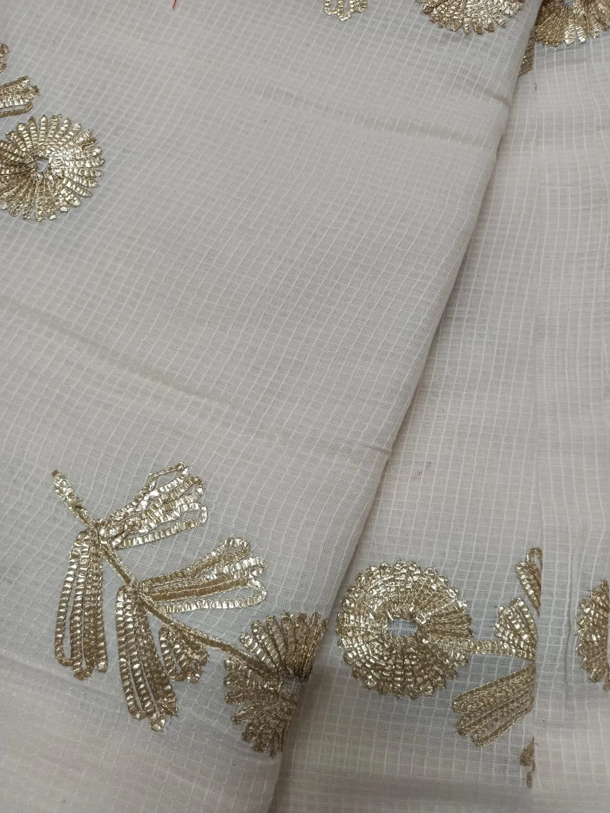 Kota Cotton Embroidered Fabric