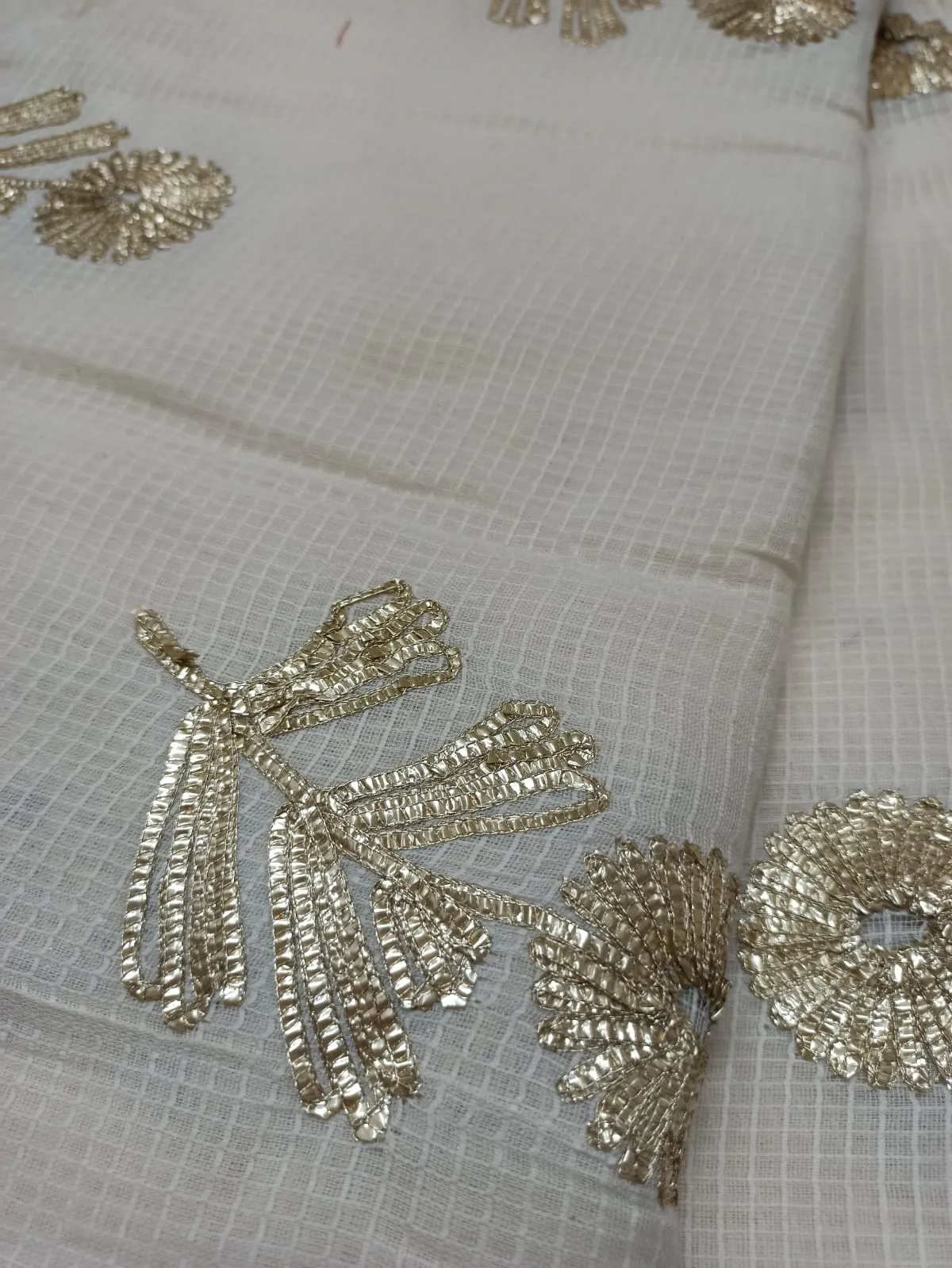 Kota Cotton Embroidered Fabric