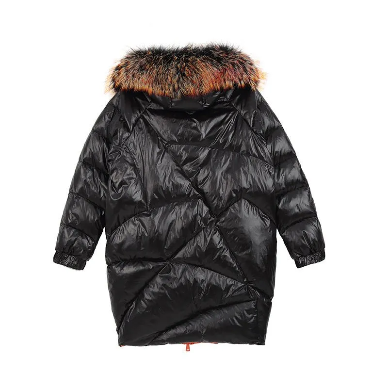 Ladies Long Puffer Jackets With Real Fur Hood