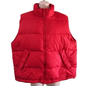 Lands End Lipstick Red Down Quilted Puffer Vest with Pouch EUC Ladies L 14 16