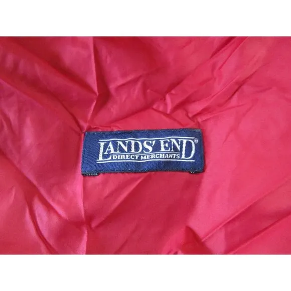 Lands End Lipstick Red Down Quilted Puffer Vest with Pouch EUC Ladies L 14 16