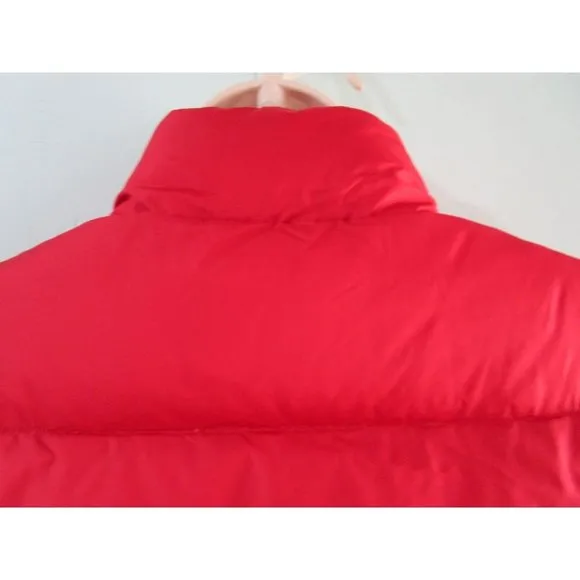 Lands End Lipstick Red Down Quilted Puffer Vest with Pouch EUC Ladies L 14 16