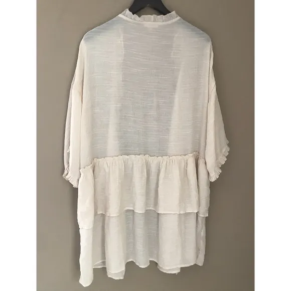 LAST S-Ruffled open front cardigan in natural