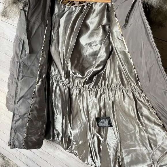 Laundry by Shelli Segal Women's 3/4 Puffer Jacket with Detachable Faux Fur Hood