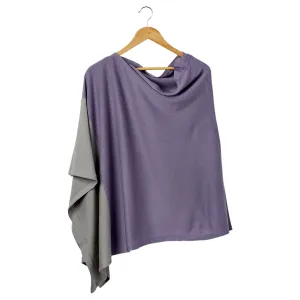 Lavender & Gray Colorblock Cotton Poncho