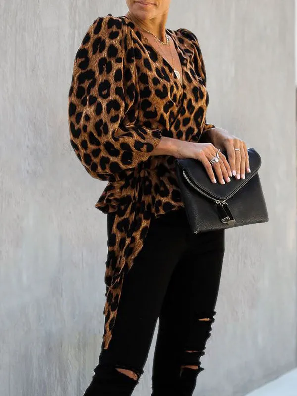 Leopard Print Long Sleeve Shirt Top