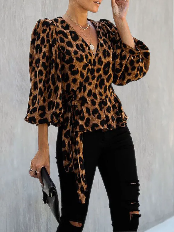 Leopard Print Long Sleeve Shirt Top