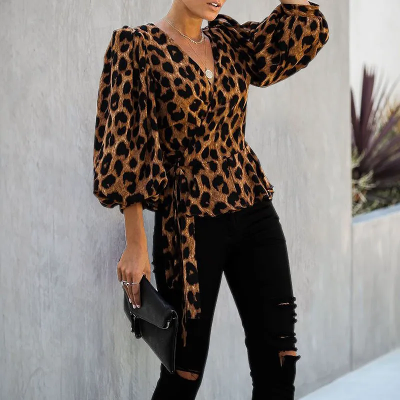 Leopard Print Long Sleeve Shirt Top