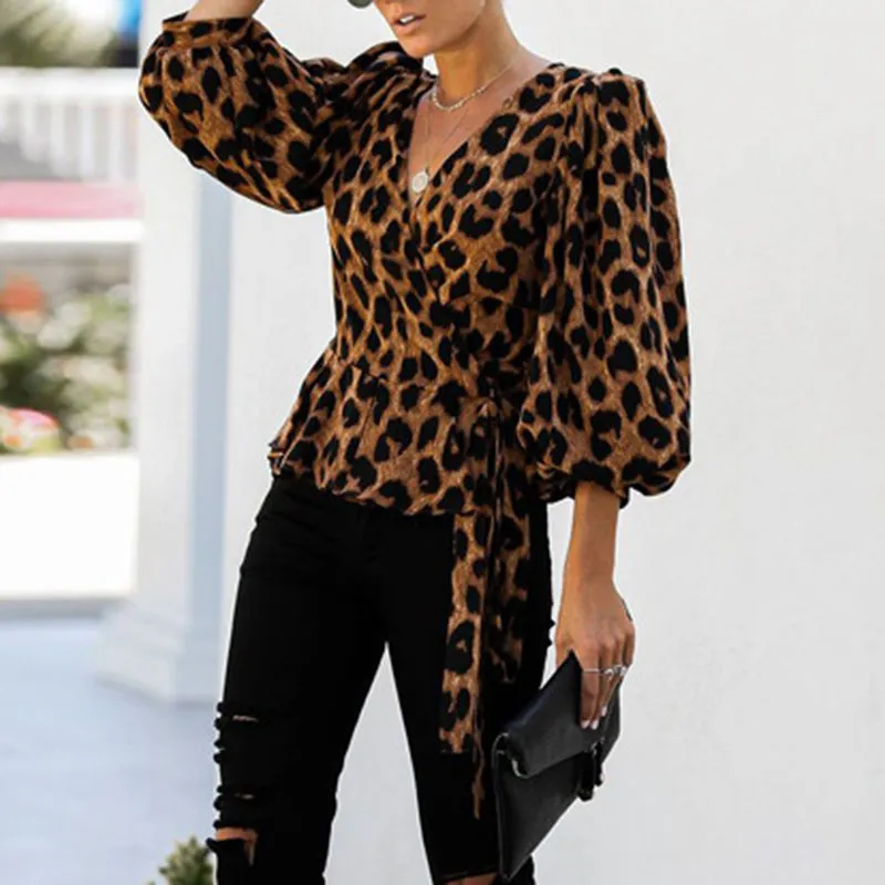 Leopard Print Long Sleeve Shirt Top