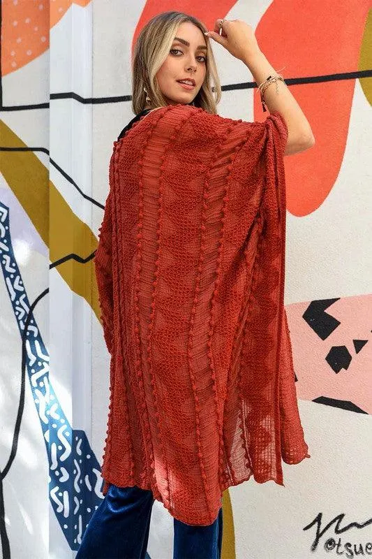 Leto Embroidered Zig Zag Soft Kimono