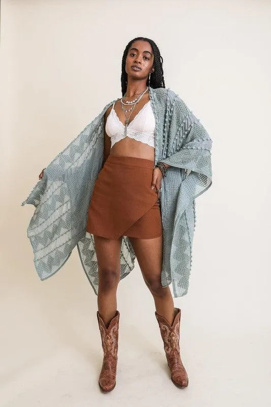Leto Embroidered Zig Zag Soft Kimono