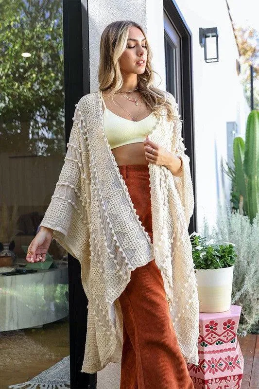 Leto Embroidered Zig Zag Soft Kimono