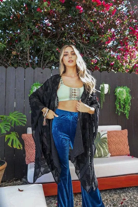 Leto Embroidered Zig Zag Soft Kimono