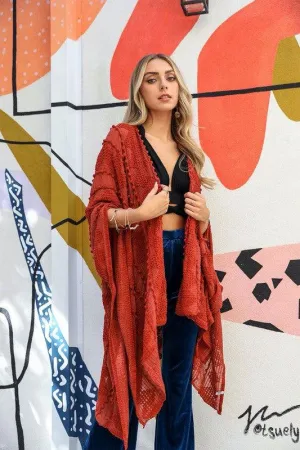 Leto Embroidered Zig Zag Soft Kimono