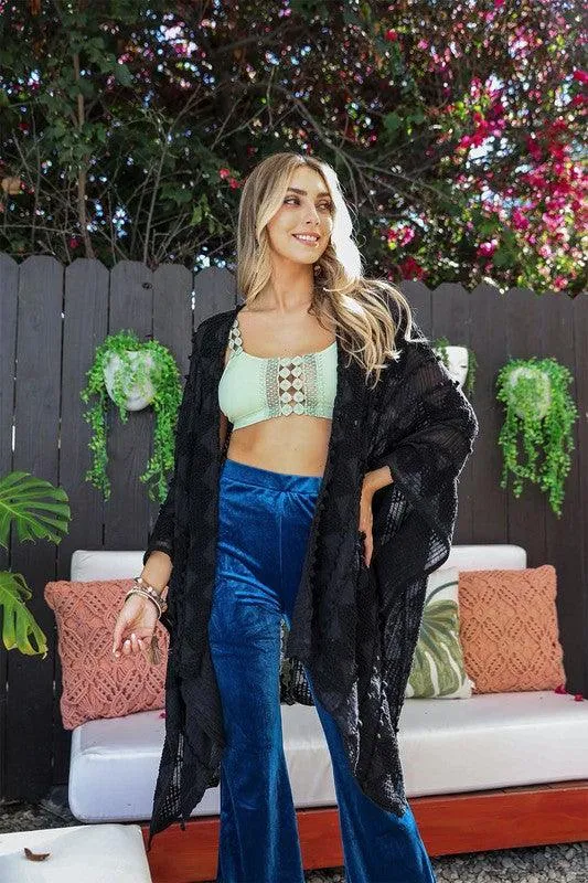 Leto Embroidered Zig Zag Soft Kimono